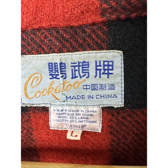Vintage 60s 70s Cockatoo Sears Plaid Wool Shirt Mens L Flannel Shacket Jacket - Picture 5 of 7